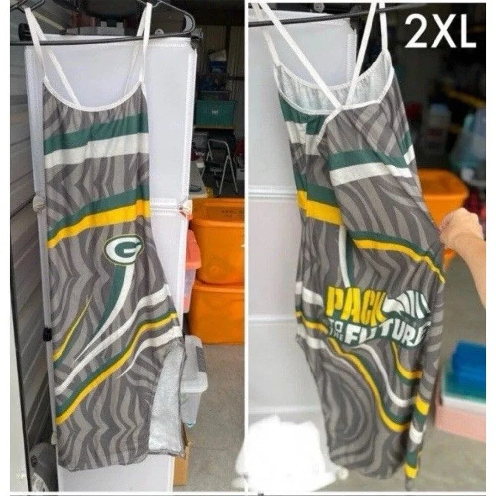 Green Bay Packers Womens 2XL Dress Zebra Print Pack To The Future Slit Bodycon
